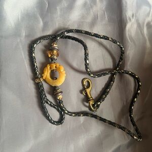 Black and Gold Braided Kangaroo Leather Dog Show Lead